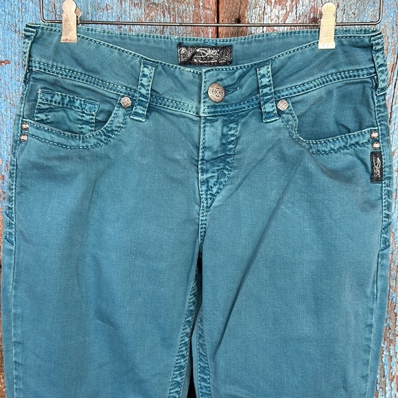 Silver Jeans Women’s Size 29 Teal Suki Skinny Jeans - Picture 3 of 8